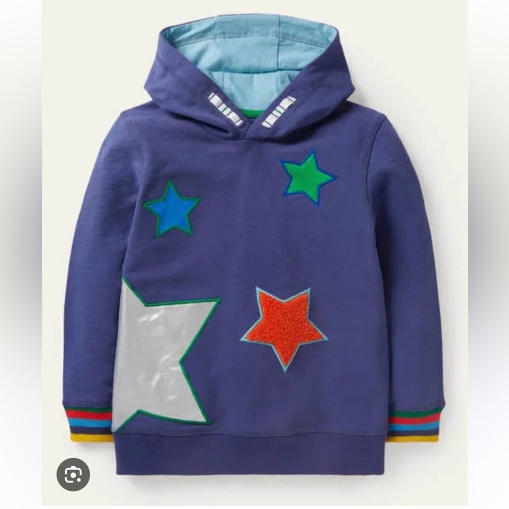 NWT Baby Boden Starboard blue stars young boy hoodie 9-10Y